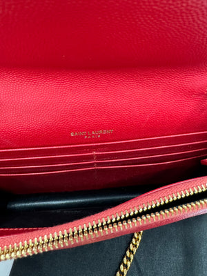 YSL Quilted Chevron Matelasse Envelope Wallet on Chain