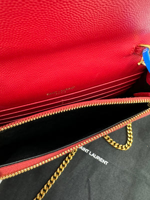 YSL Quilted Chevron Matelasse Envelope Wallet on Chain