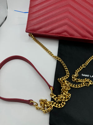 YSL Quilted Chevron Matelasse Envelope Wallet on Chain