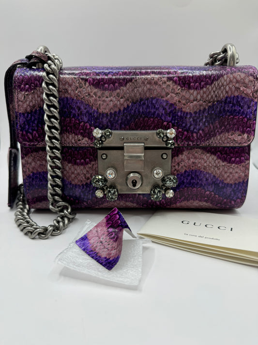 Gucci Snake Effect Padlock bag with Crystals