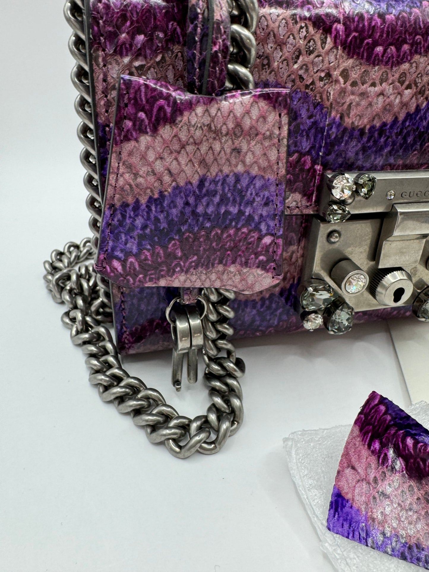 Gucci Snake Effect Padlock bag with Crystals