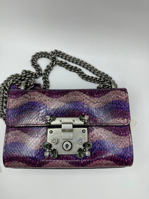 Gucci Snake Effect Padlock bag with Crystals