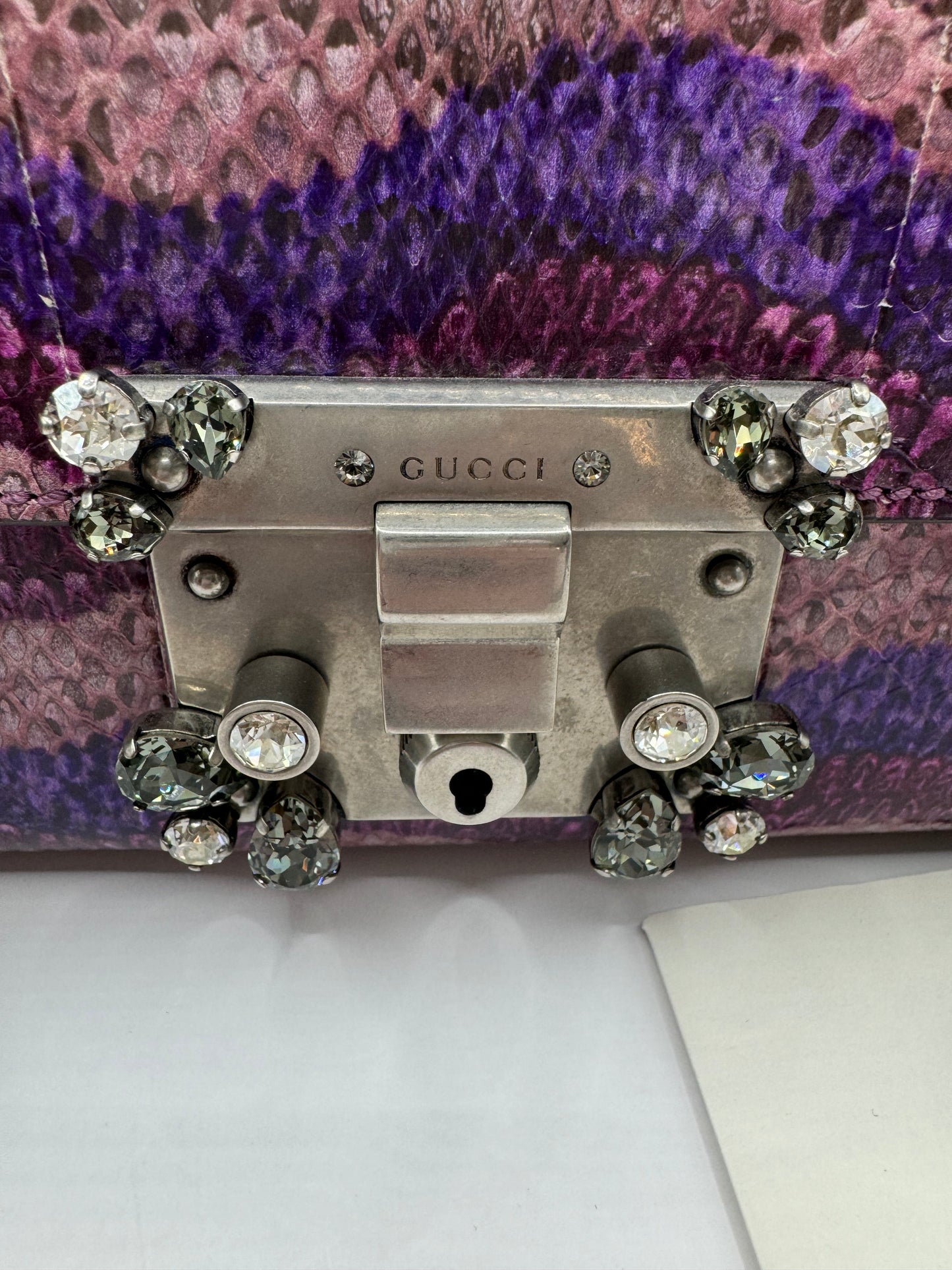 Gucci Snake Effect Padlock bag with Crystals