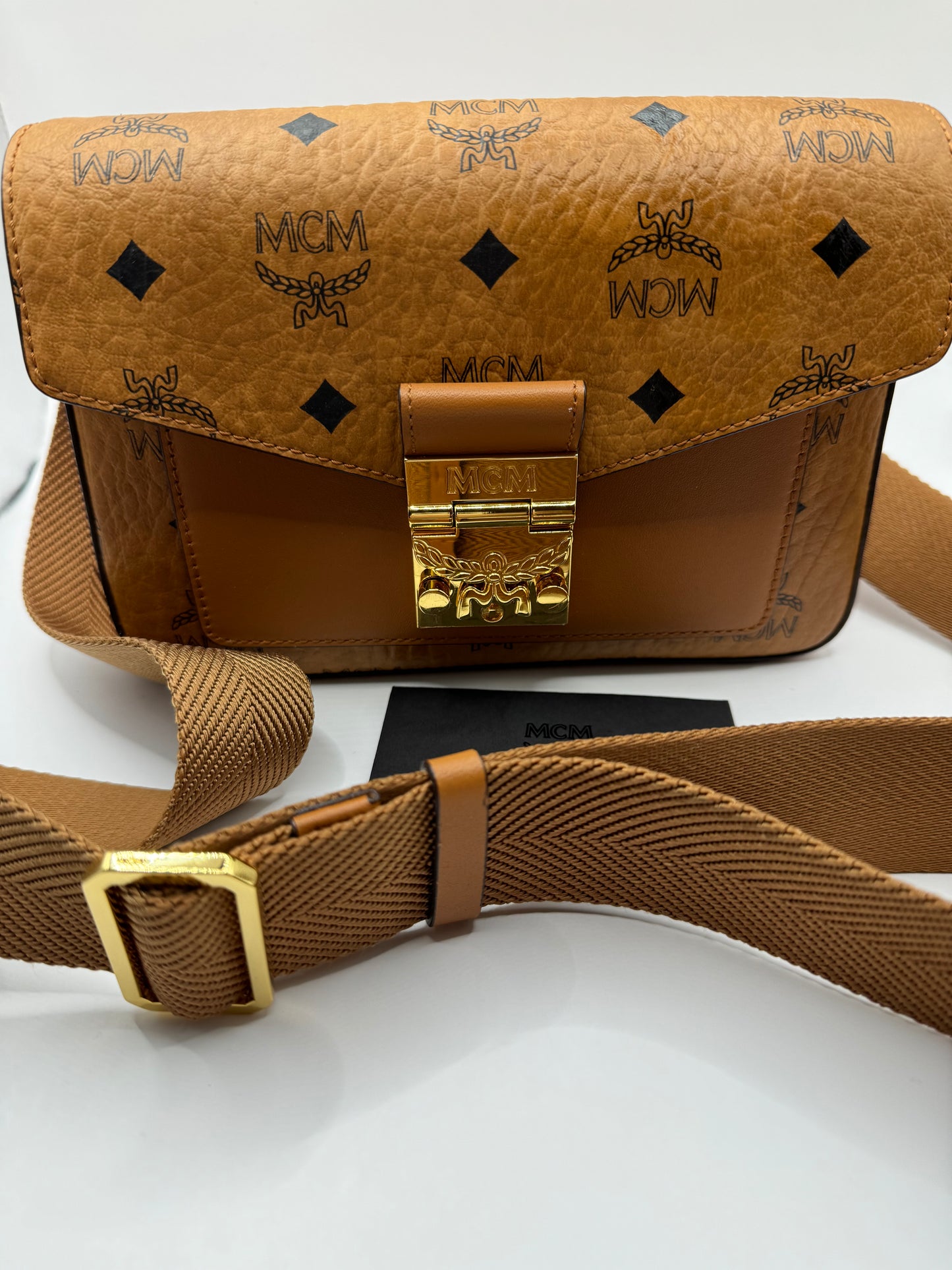 MCM logo Cognac Millie Crossbody Belt Bag