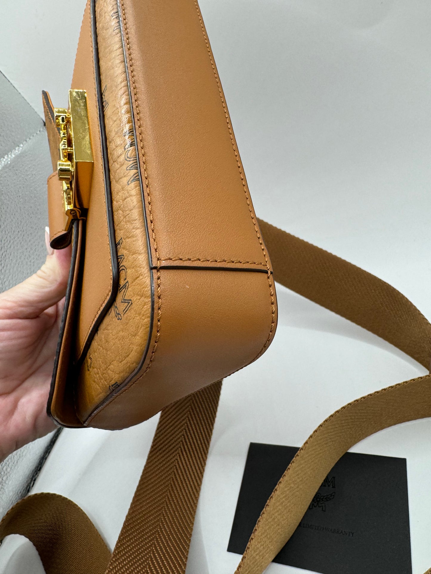 MCM logo Cognac Millie Crossbody Belt Bag