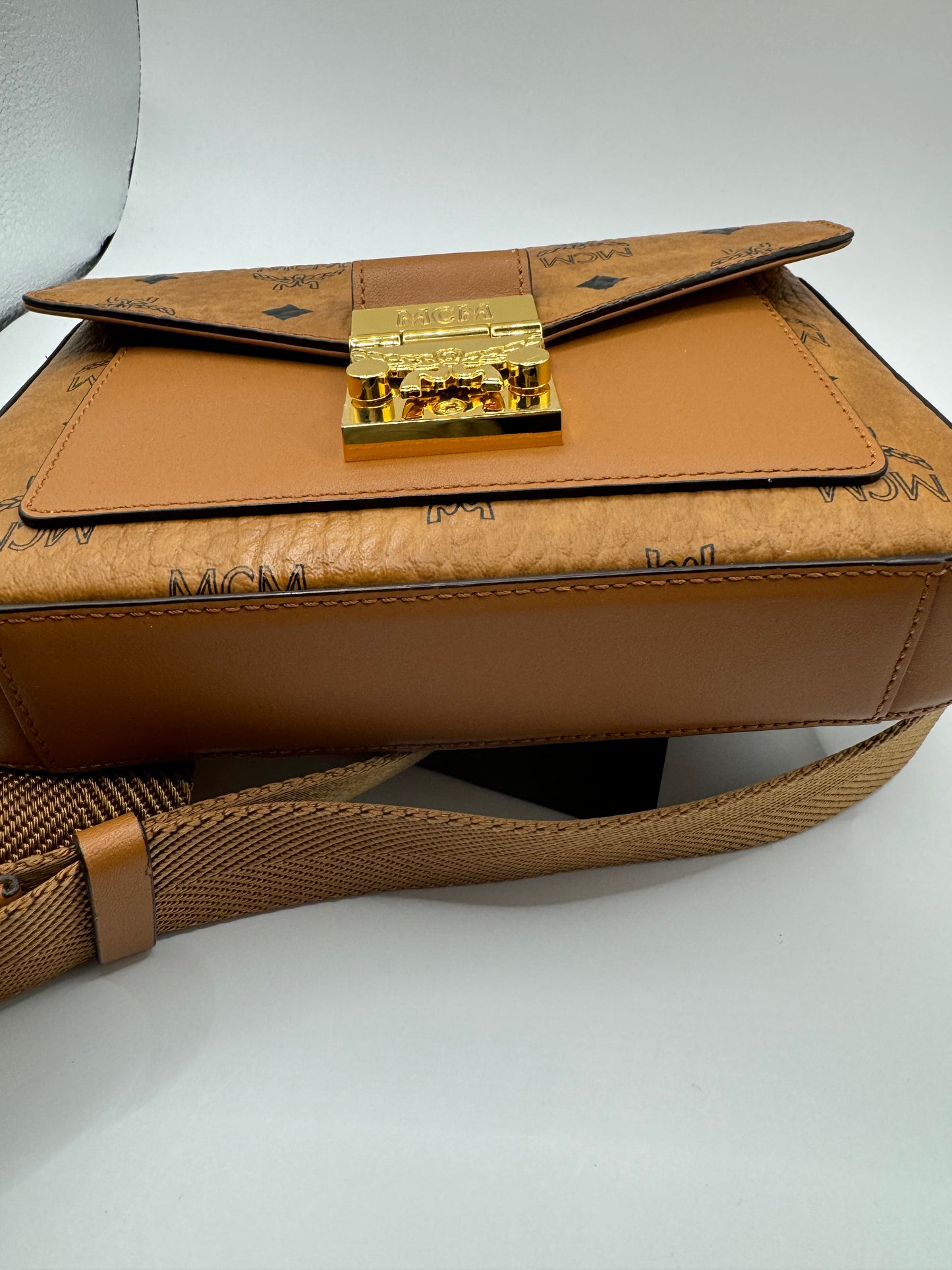 MCM logo Cognac Millie Crossbody Belt Bag