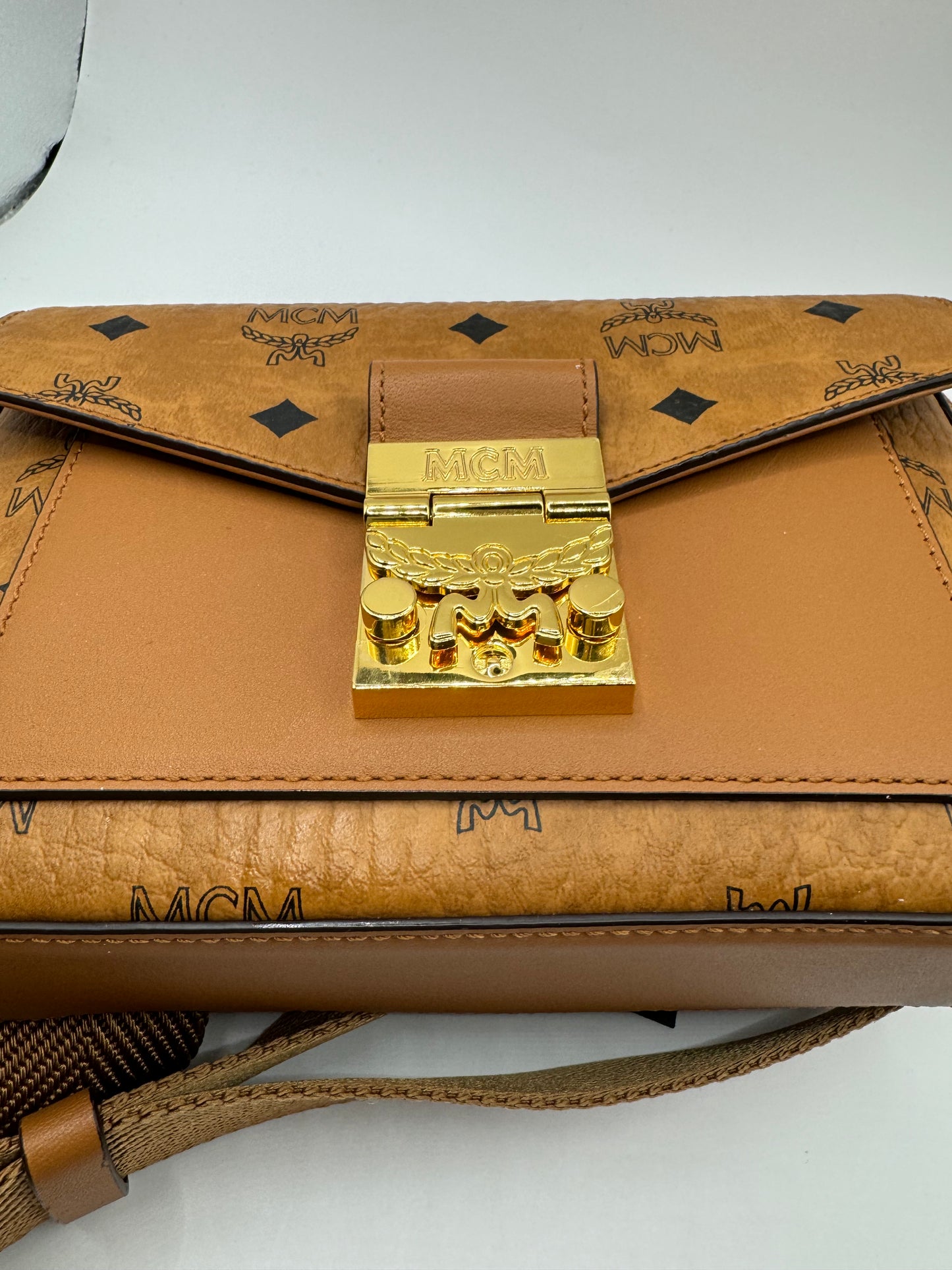 MCM logo Cognac Millie Crossbody Belt Bag