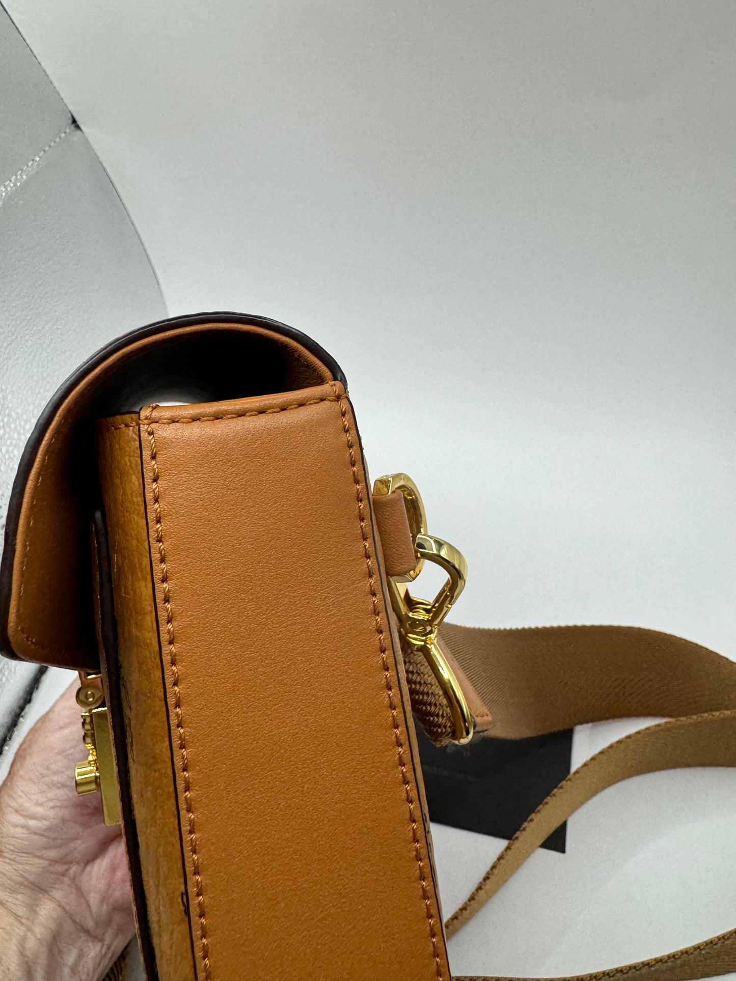 MCM logo Cognac Millie Crossbody Belt Bag