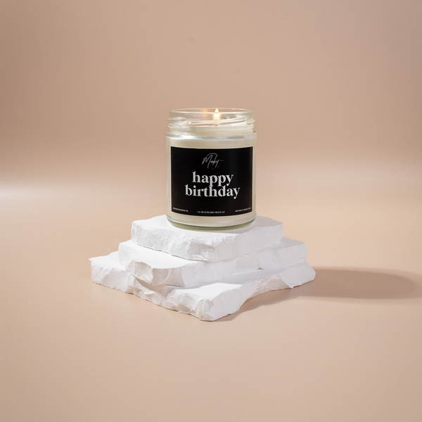 HAPPY BIRTHDAY - BLACK -  SOY CANDLE: GOLD / Noir