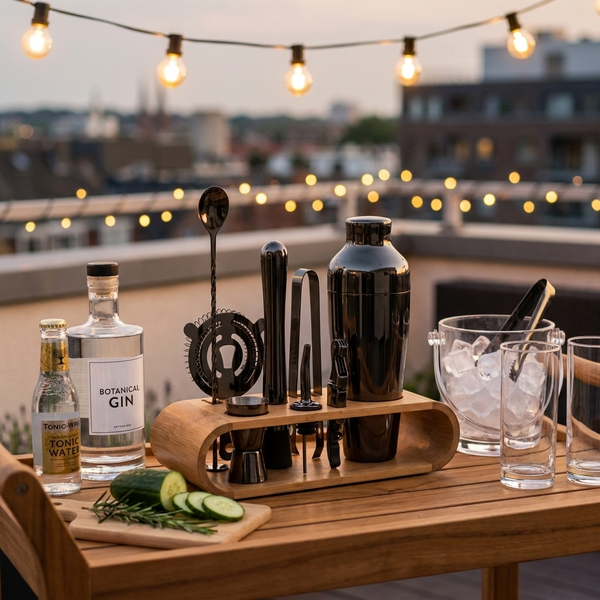 10-Piece Cocktail Bar Tool Set: Black