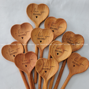 I Love You, Mom Wooden Heart Spoon