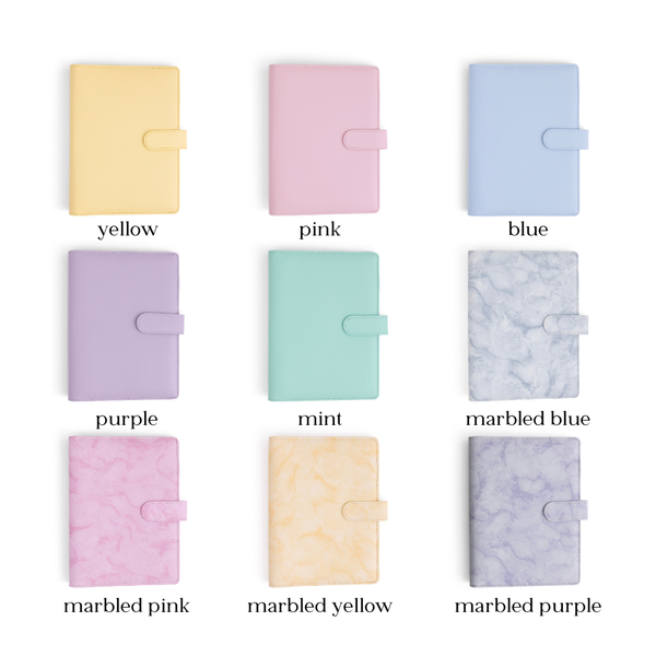 A5 Binder: 6 Hole with Elastic Pen Holder & Magnetic Closure: Yellow
