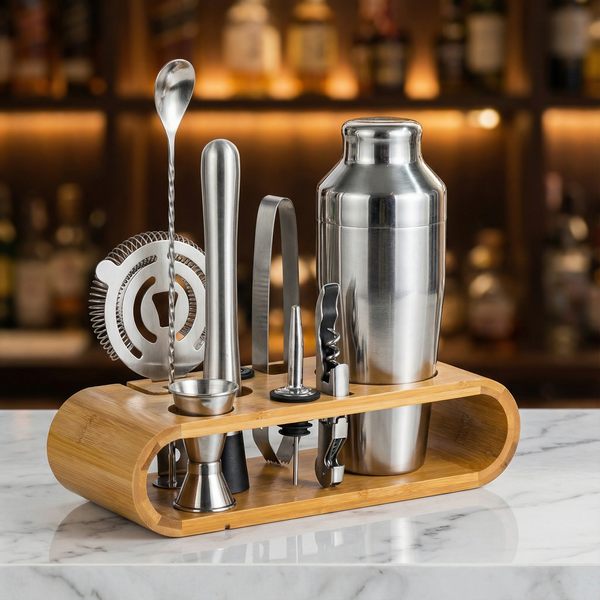 10-Piece Cocktail Bar Tool Set: Black