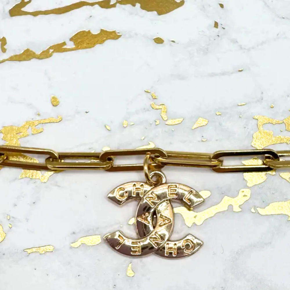 Chanel-Inspired 14K Gold-Coated Stainless Steel Bracelet