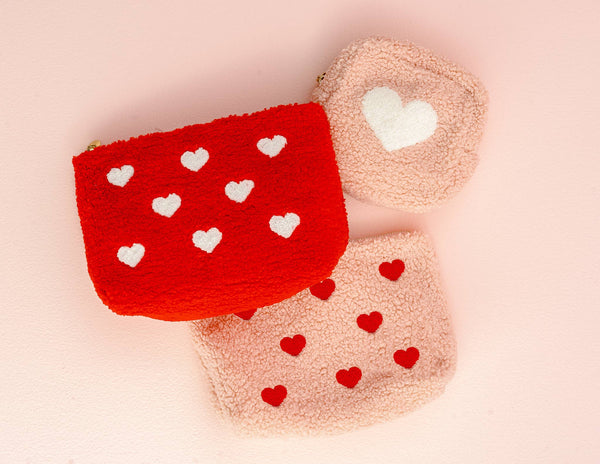 Pink Teddy Pouch - Hearts