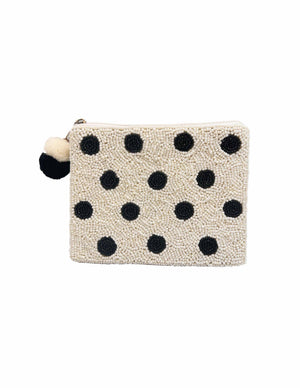 White Black Polka Dots Coin Purse LAC-CP-1136