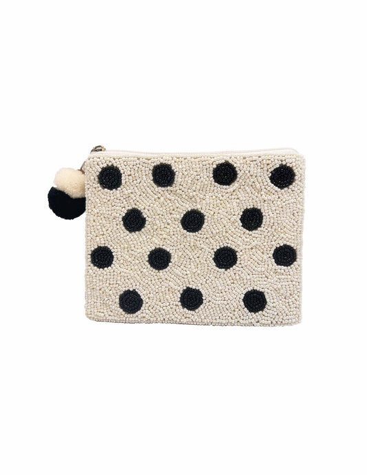 White Black Polka Dots Coin Purse LAC-CP-1136