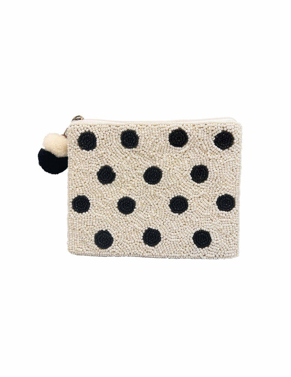 White Black Polka Dots Coin Purse LAC-CP-1136