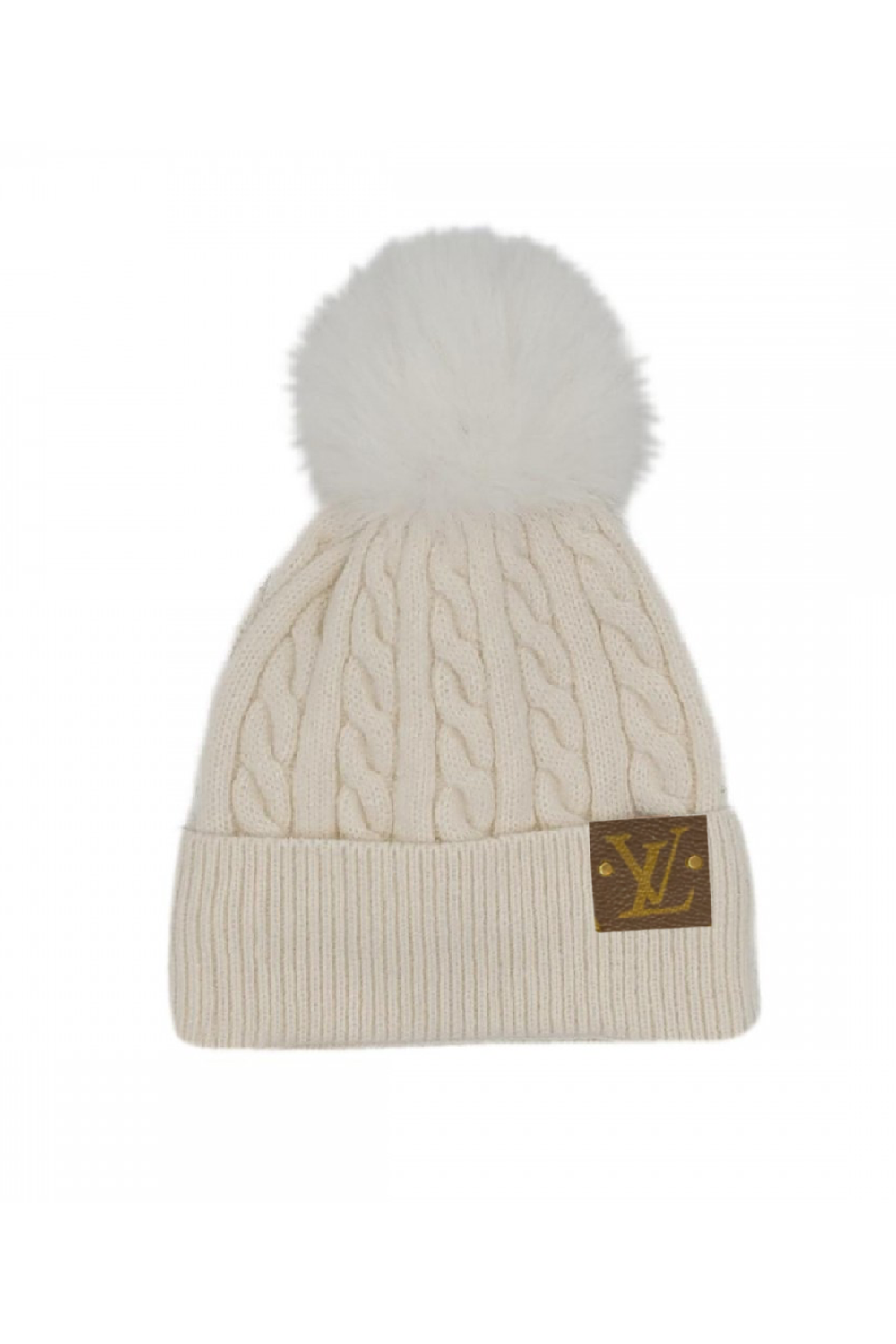 Upcycled Cable Knit Pom Beanie