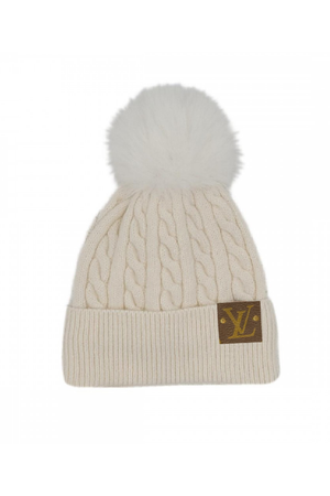 Upcycled Cable Knit Pom Beanie