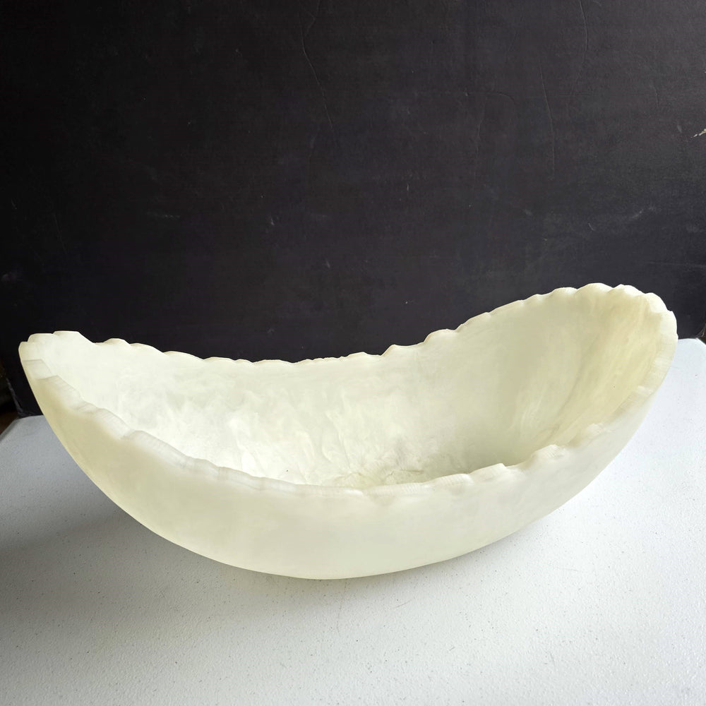 Medium Resin Trough - Entryway Catchall - Decorative Bowl: Ivory