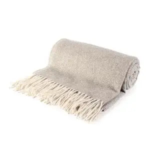 Wool Herringbone Blanket- Grey