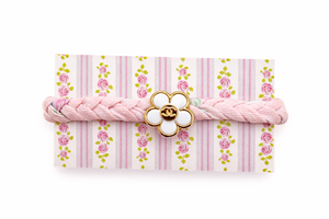 Upcycled Chanel Daisy Button Blush Rose Liberty Fabric Bracelet
