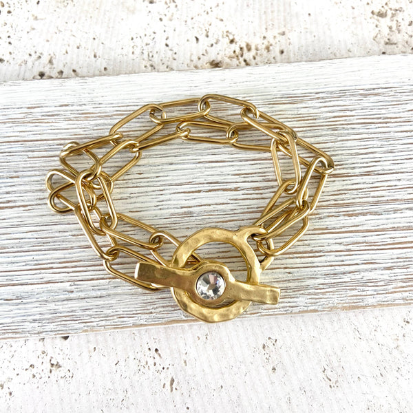Chunky paperclip bracelet mixed metal non tarnishing jewelry: Mixed metal, Gold & Silver