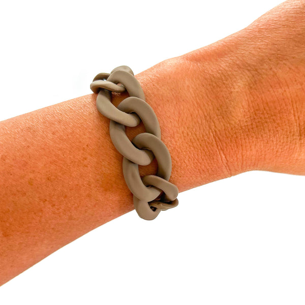 All Chunky Acrylic Chain Link Bracelet: Matte Burgundy Brown