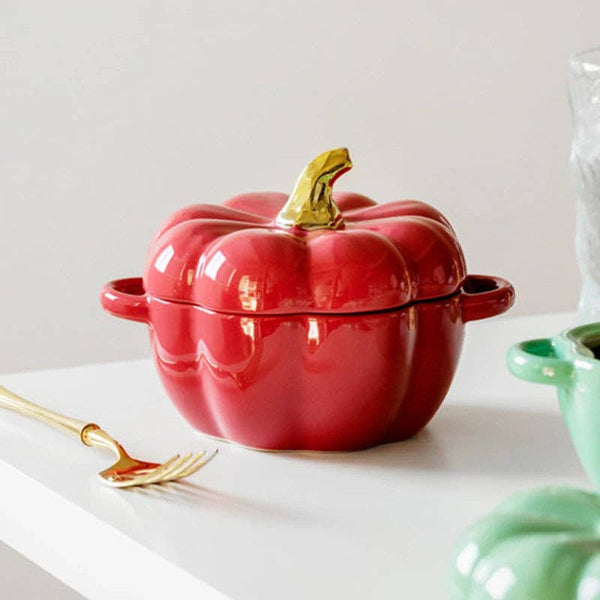 Orange Pumpkin Terrine Bowl with Lid