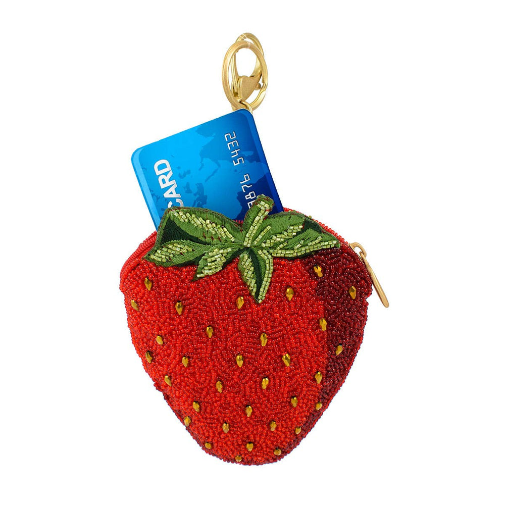 Berry Beautiful Strawberry Beaded Coin Purse