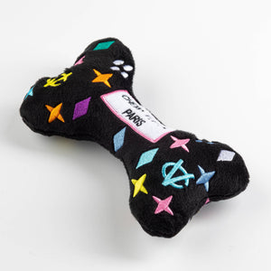Black Monogram Chewy Vuiton Bone Squeaker Dog Toy: XL