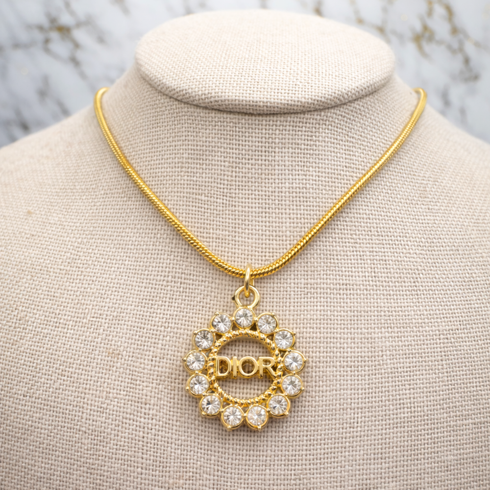 Upcycled Dior Charm 18K Gold Necklace