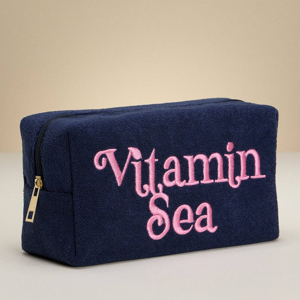 Vitamin Sea Terry Cloth Pouch. Blue & Pink