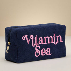 Vitamin Sea Terry Cloth Pouch. Blue & Pink