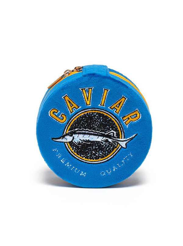 Caviar Tin - Blue -Velvet Jewelry Zip Case / Organizer -