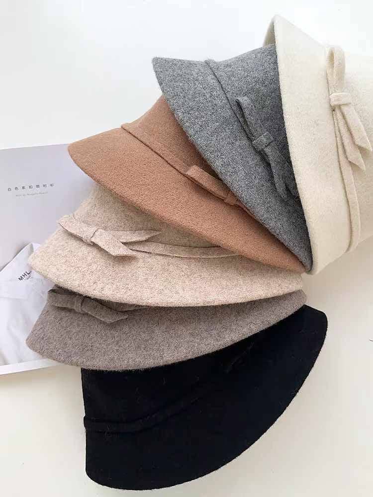 The Bow Cloche Hat | Taupe Wool
