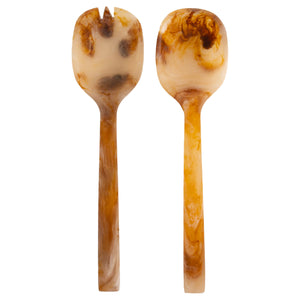 11.5" Umber & Cream Resin Serving Set of 2 Fall Autumn