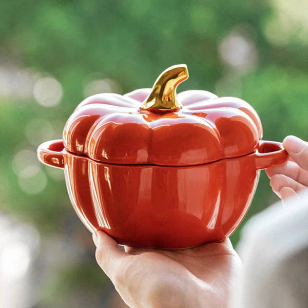 Orange Pumpkin Terrine Bowl with Lid