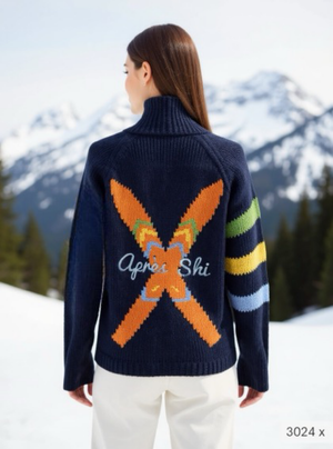 New Apres X Ski Varsity Cardigan in Navy: M/L