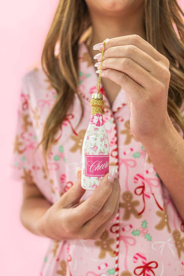 Champagne Christmas Ornament - Floral Fizz