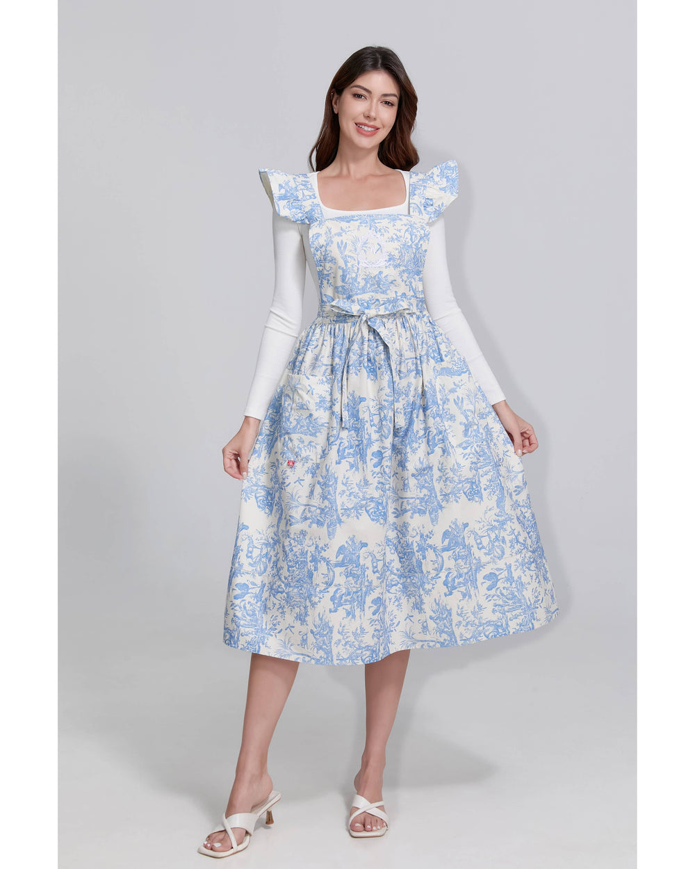 French Toile de Jouy APRON - Blue