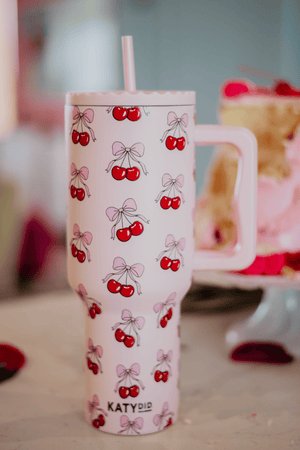 Cherry Bow Wholesale 38 Oz Valentine's Tumbler Cup: Light Pink