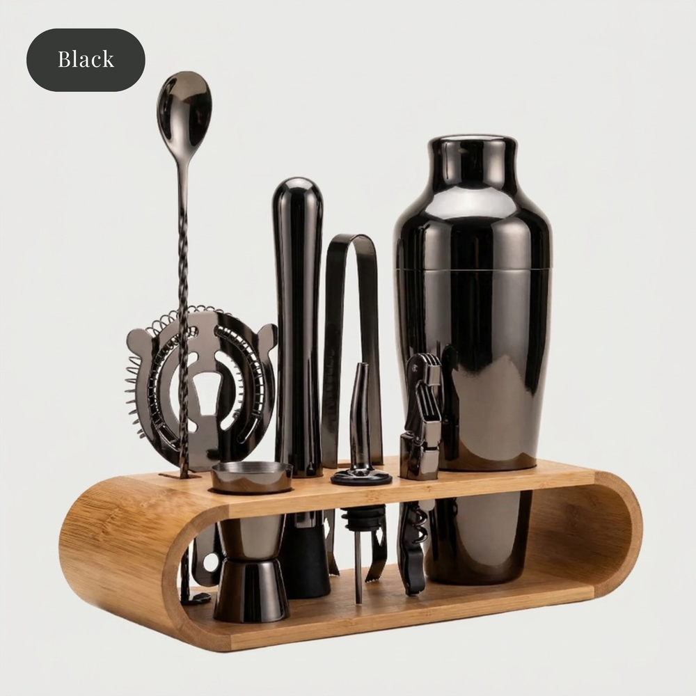 10-Piece Cocktail Bar Tool Set: Black