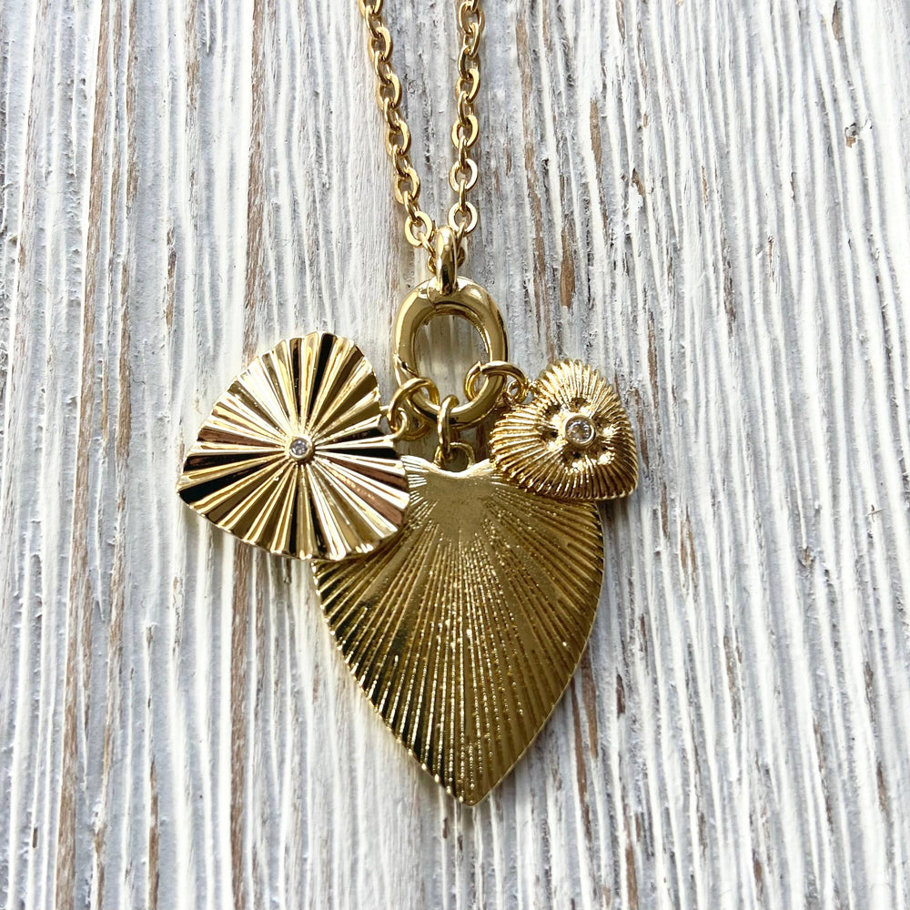Charm necklace triple heart charms