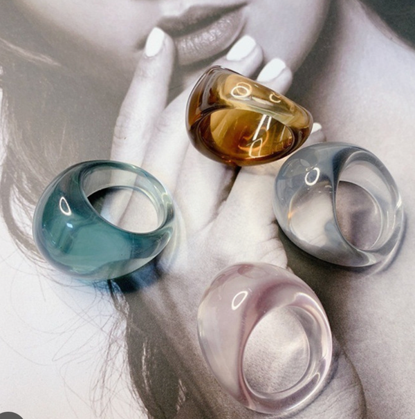 Gummy Transparent Resin Dome Ring | Coffee