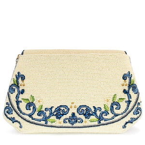 Capri Lemons Yellow and Blue Beaded Crossbody Handbag