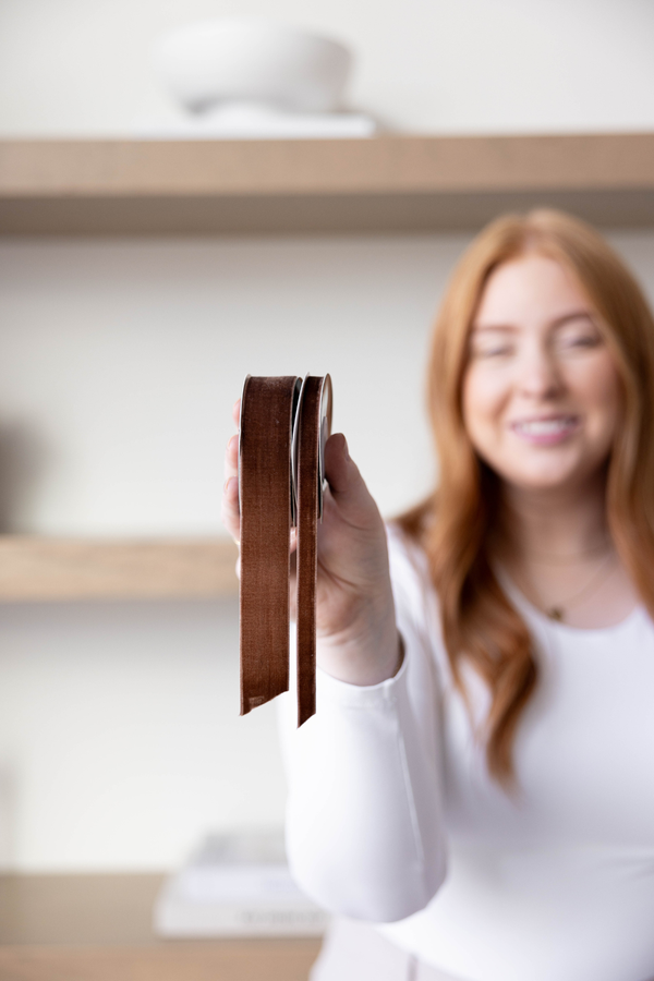 Ribbon Brown Velvet Christmas Decor Luxe B Co.: Medium