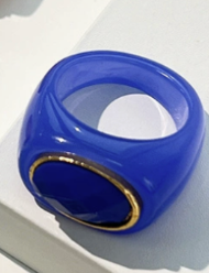 Gummy Resin Signet Ring | Autumn, Cognac, Jade & Blue