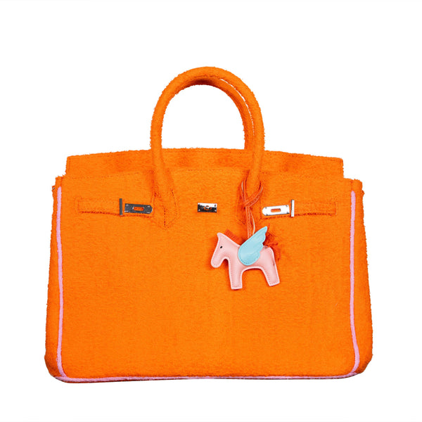 Hampton's "Designer" Inspired Tote Bag - Khaki/Orange